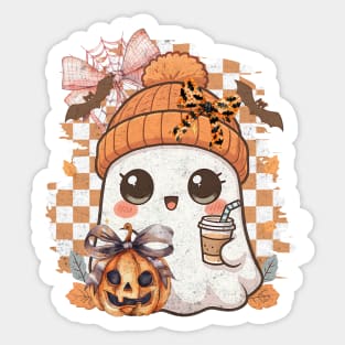 Coquette Kawaii Ghost Pumpkin Spice Design Sticker